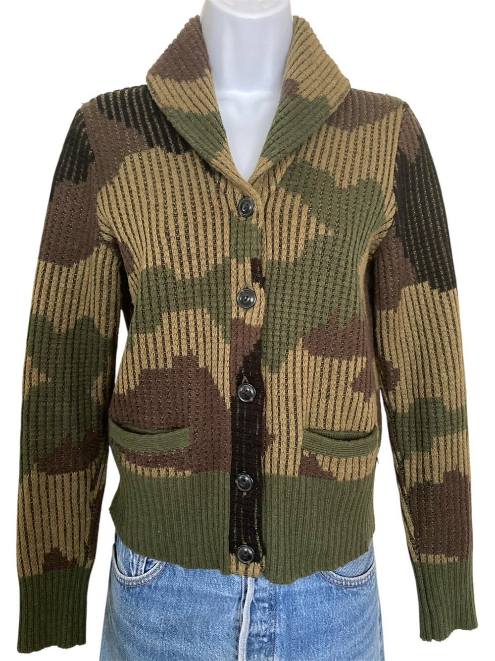 Denim & Supply Ralph Lauren Camo Shawl Collar Cardigan Americana Western Size S